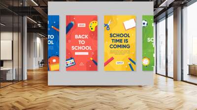 Back to School Social Media Template Collection. School Time Announcement Set Wall mural