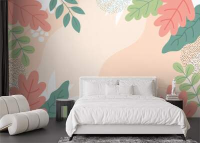 Hand Drawn Abstract Leaves Pastel Colors Background for Wallpaper or Presentation Wall mural