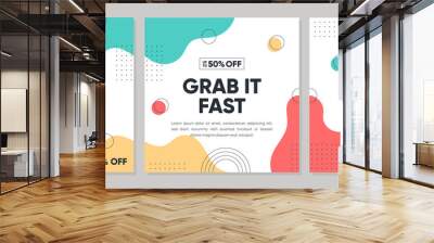 Sale square banner template for social media posts, mobile apps, banners design, web or internet ads. Trendy abstract square template with colorful concept. Wall mural