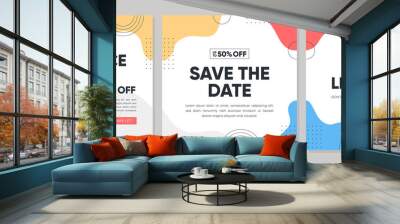 Sale square banner template for social media posts, mobile apps, banners design, web or internet ads. Trendy abstract square template with colorful concept. Wall mural