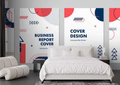 Set of abstract geometric memphis templates. Universal cover Designs for Annual Report, Brochures, Flyers, Presentations, Leaflet, Magazine.	
 Wall mural