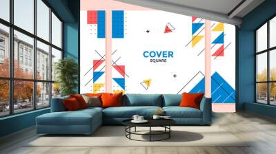 Vector set of abstract geometric cover background with minimal trendy style. Square banner template for social media posts, banners design, web or internet ads. Wall mural