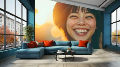 Happy Japanese person with a genuine smile Wall mural