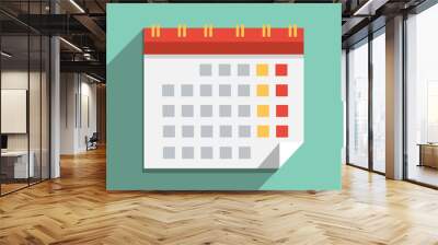 Flat vector calendar icon with long shadow Wall mural