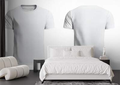 Plain white men t-shirt front and back for PNG mockup Wall mural