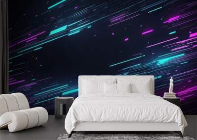 Abstract bright futurism neon digital background. Colorful dynamic wallpapers. It can be used for business, AI technologies, education, science, presentations, projects, banners, etc. Wall mural