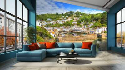 Beautiful harbour Polperro Cornwall in bright colourful HDR England UK Wall mural