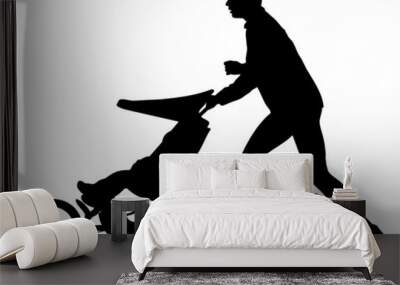 father with baby jogging silhouette Wall mural