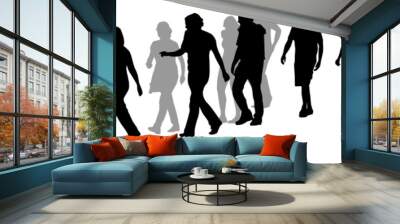 people walking in line, vector illustration Wall mural