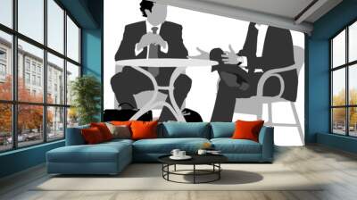 two gentlemen sitting   at coffee table  Wall mural