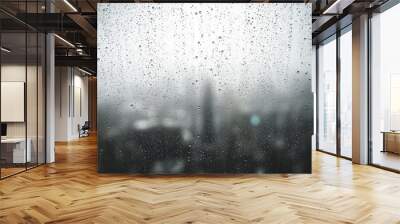 Rain on Window with New York Skyline in the Background Wall mural