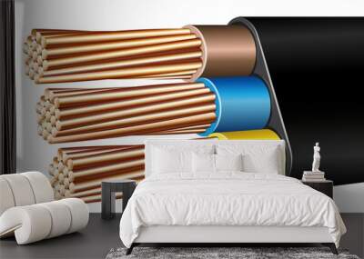 vector realistic armored multicore electric cable wire Wall mural