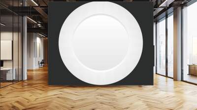 Vector white empty plate on dark background. top view Wall mural