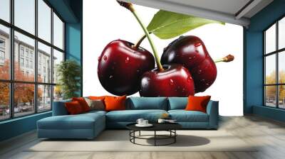 Black cherry , Isolated On Transparent, PNG Wall mural