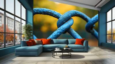 Blue Chain Link Fence Closeup Wall mural