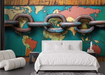 Global Interdependence A Chain Linking Continents Wall mural