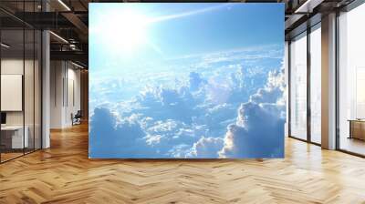 Blue sky. bright midday sun illuminates the space. wide photo . Wall mural