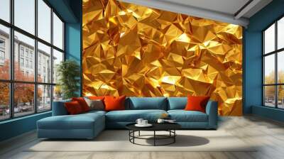 Gold shiny wall abstract background texture beatiful luxury and elegant. Wall mural