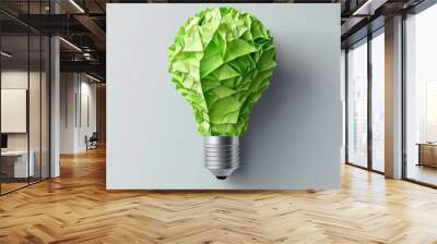 Green paper light bulb corporate social responsibility responsible business eco friendlyesg sustainable living renewable energy concept. Wall mural