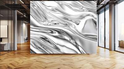 Shiny silver foil wave metal  abstract texture background. Wall mural