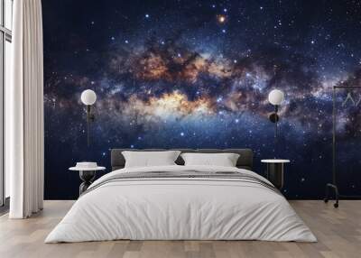 Stars and galaxy outer space sky night universe background. Wall mural