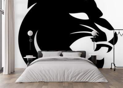 Panther Head icon black Wall mural