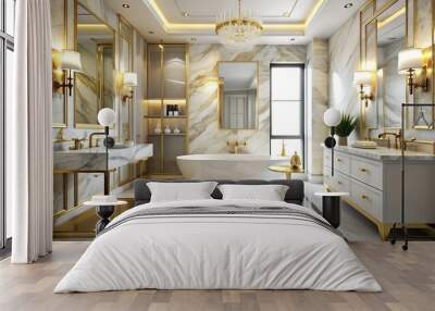 marble and gold bathroom Wall mural