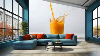 orange juice splash in glass Wall mural