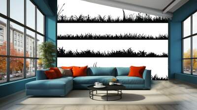 grass landscape silhouette isolated collection Wall mural