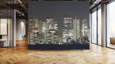 Tokyo at night panorama with illuminated skyscrapers Wall mural