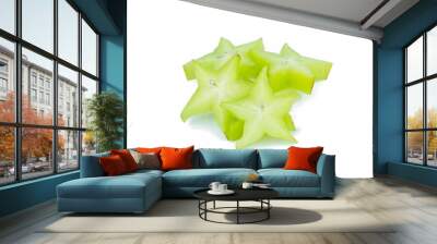 Carambola,Averrhoa carambola L,fruit star slice isolated on whit Wall mural