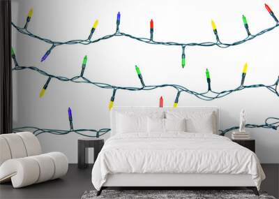 Christmas lights string isolated on white background with clipping path. Wall mural