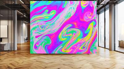 Psychedelic multicolored background abstract. Rainbow colors. patterns background. Photo macro shot of soap bubbles.. Wall mural