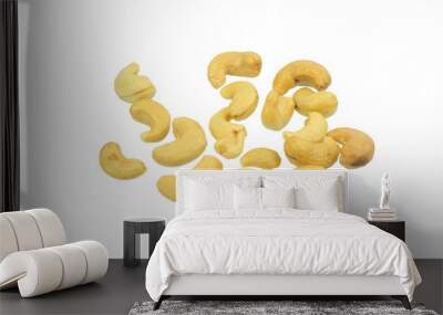 Roasted salted cashews isolated on a white background Wall mural