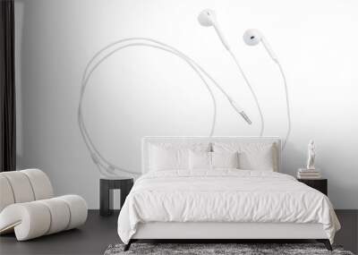 white earphones isolated on white background with clipping path Wall mural