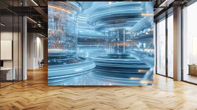 AI-powered future, digital networks, futuristic architecture, holographic interfaces Wall mural