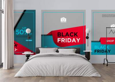 Creative modern black friday sale social media post banner template collection. Wall mural