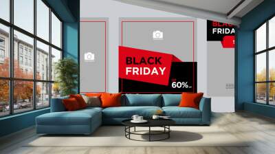 Creative modern black friday sale social media post banner template collection. Wall mural