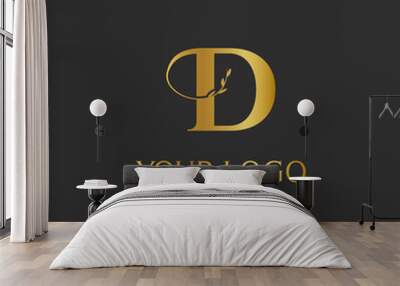 D Initial letter Gold Logo Icon classy gold letter suitable for boutique restaurant wedding service hotel or business identity Wall mural