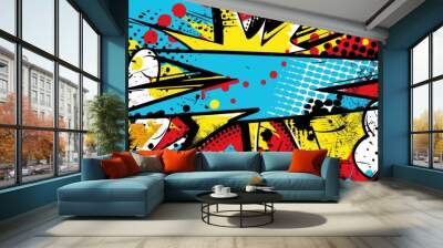 Abstract halftone comics background - Modern design shapes in pop colors banner Wall mural