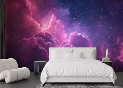 Abstract starlight and pink and purple clouds stardust, blink, background, presentation, star, concept, magazine, powerpoint, website, marketing Wall mural