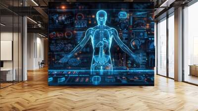 Healthcare and medicine, Human, Modern interface screen on laboratory Wall mural