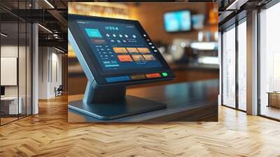 touch cash register terminal in catering facilities. bar and restaurant, payment system, made with Wall mural