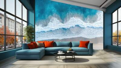 Waves on the beach as a background. Beautiful natural background at the summer time Wall mural