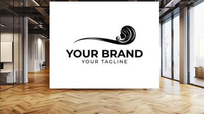 logo template of woman with long hair in black and white Wall mural