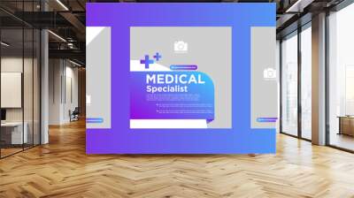 Medical and healthcare square banner template design. White background with shapes. Perfect for social media posts, and web ads. Wall mural