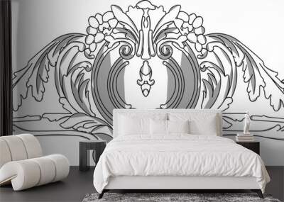 Sketch vector illustration silhouette design drawing ornate floral ornament classic vintage ethnic Wall mural