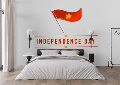 Vietnam independence day greeting card, banner with template text vector illustration. Vietnam birthday holiday September 2 design elements with flags with stars Wall mural