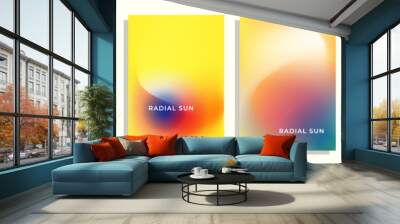 set of Abstract eclipse radial mesh gradient cover poster background design. Wall mural