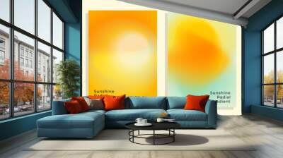 set of abstract sunshine sky illustration radial gradient style cover poster background design. Wall mural